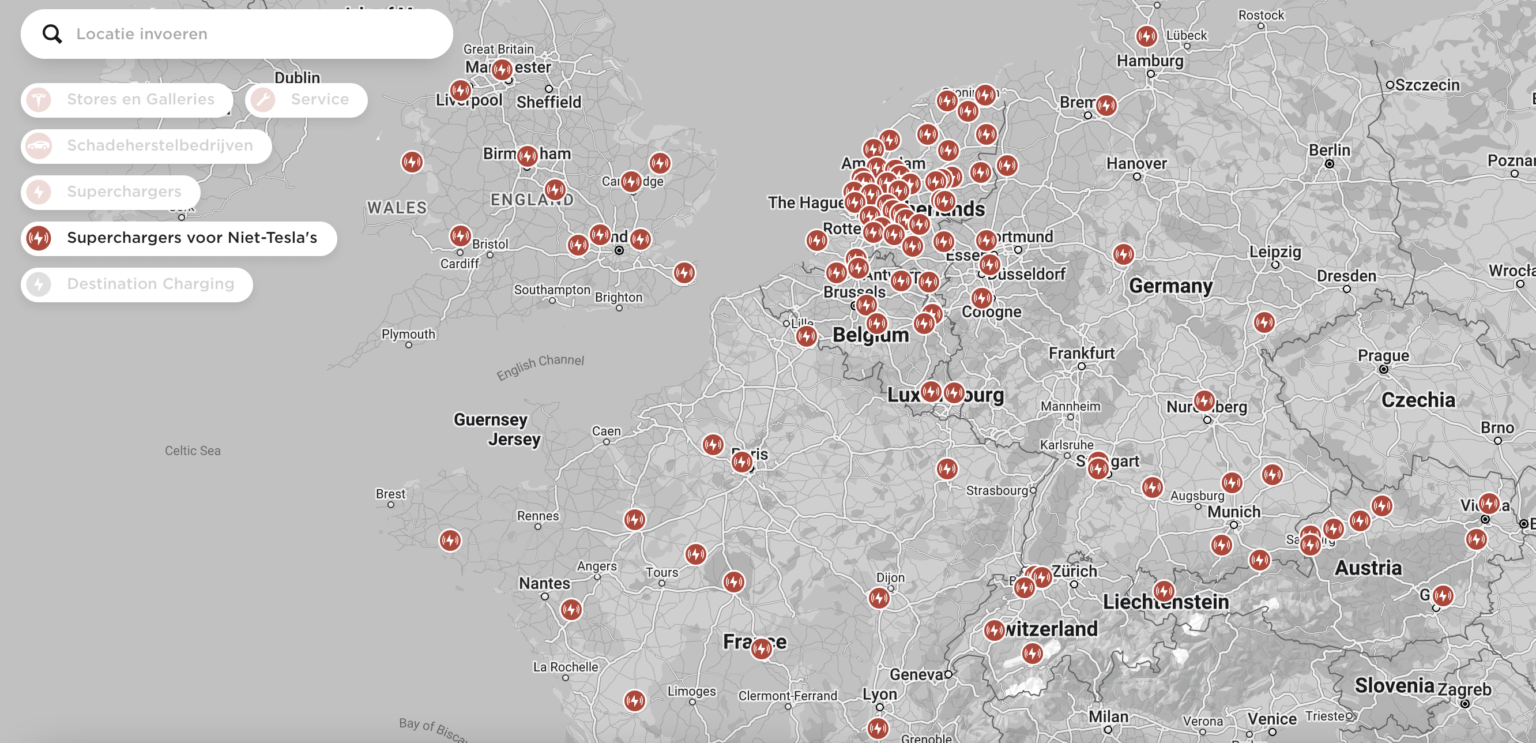 Steeds meer Tesla Superchargers open voor Niet Tesla's