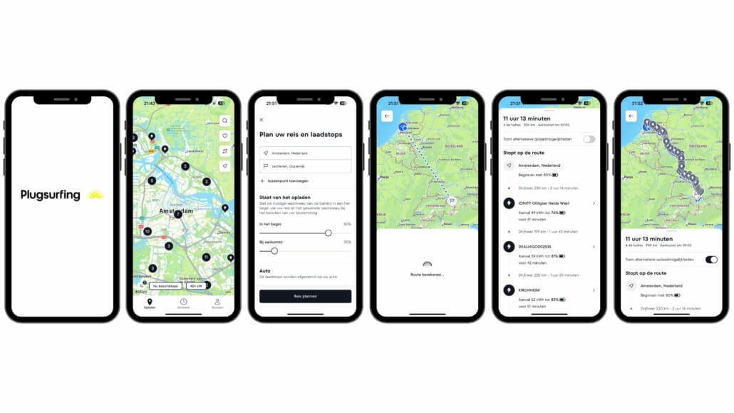 Plugsurfing routeplanner app gebruiken